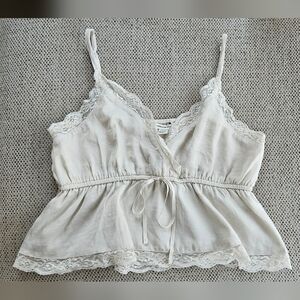 American Eagle Spaghetti Strap Lace Trim Top Size Small Cropped Babydoll
